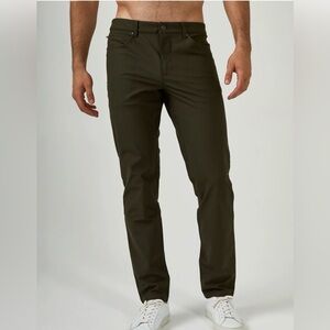 7 Diamonds Infinity Linear Flex Pants Mens 36x32 Slim Fit Stretch Dark Green